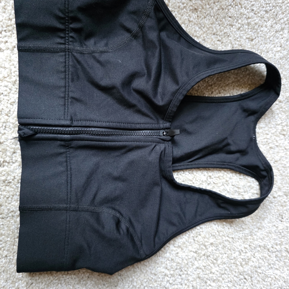Fabletics Black Zip Front Sports Bra